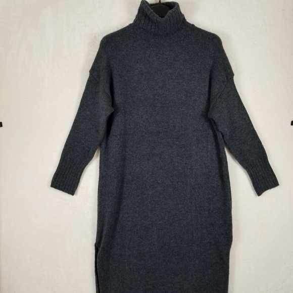 Daily Practice Anthropologie Charcoal Gray Turtleneck Sweater Dress Small MIDI - Picture 2 of 10